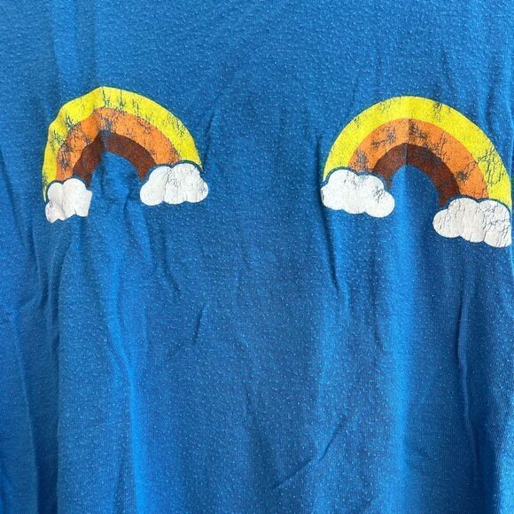Urban Outfitters Truly Madly Deeply Blue Double Rainbow Graphic Tshirt Size Medi - Picture 5 of 10